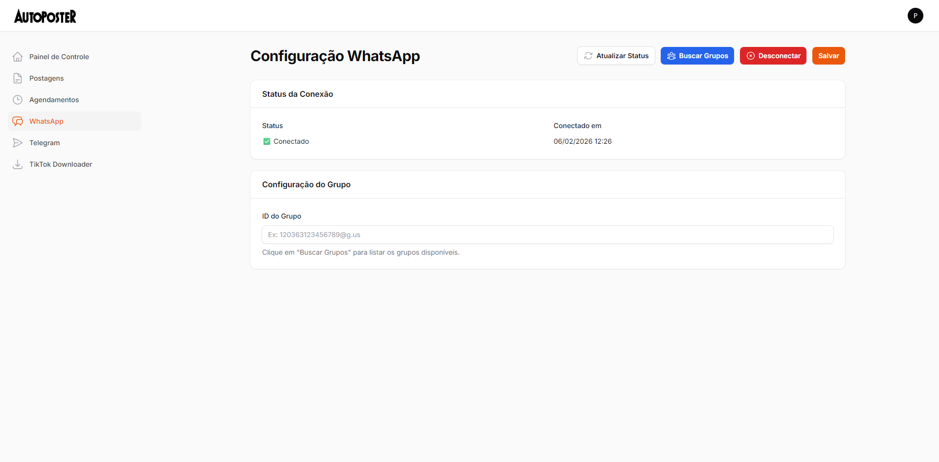 Configuração WhatsApp
